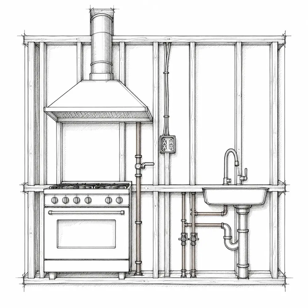 Drawing: services (kitchen)